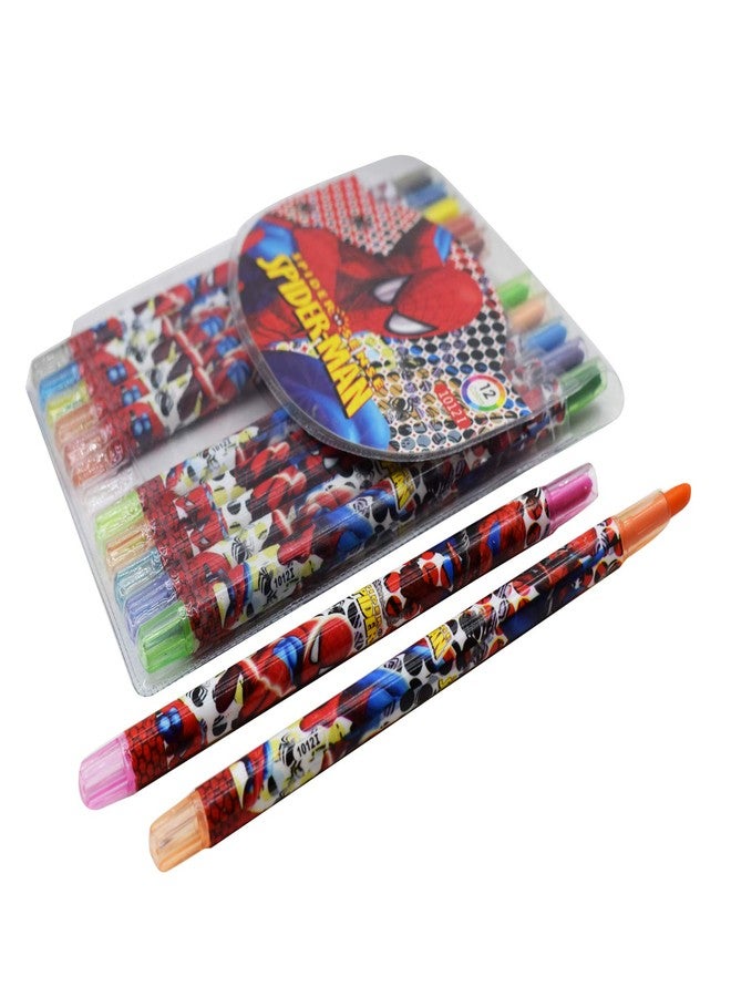 Asera أقلام تلوين أسيرا الكرتونية المطبوعة، قابلة لللف، هدية مثالية للأطفال في أعياد الميلاد (عبوة واحدة) (سبايدرمان) متعددة الألوان - Image 3